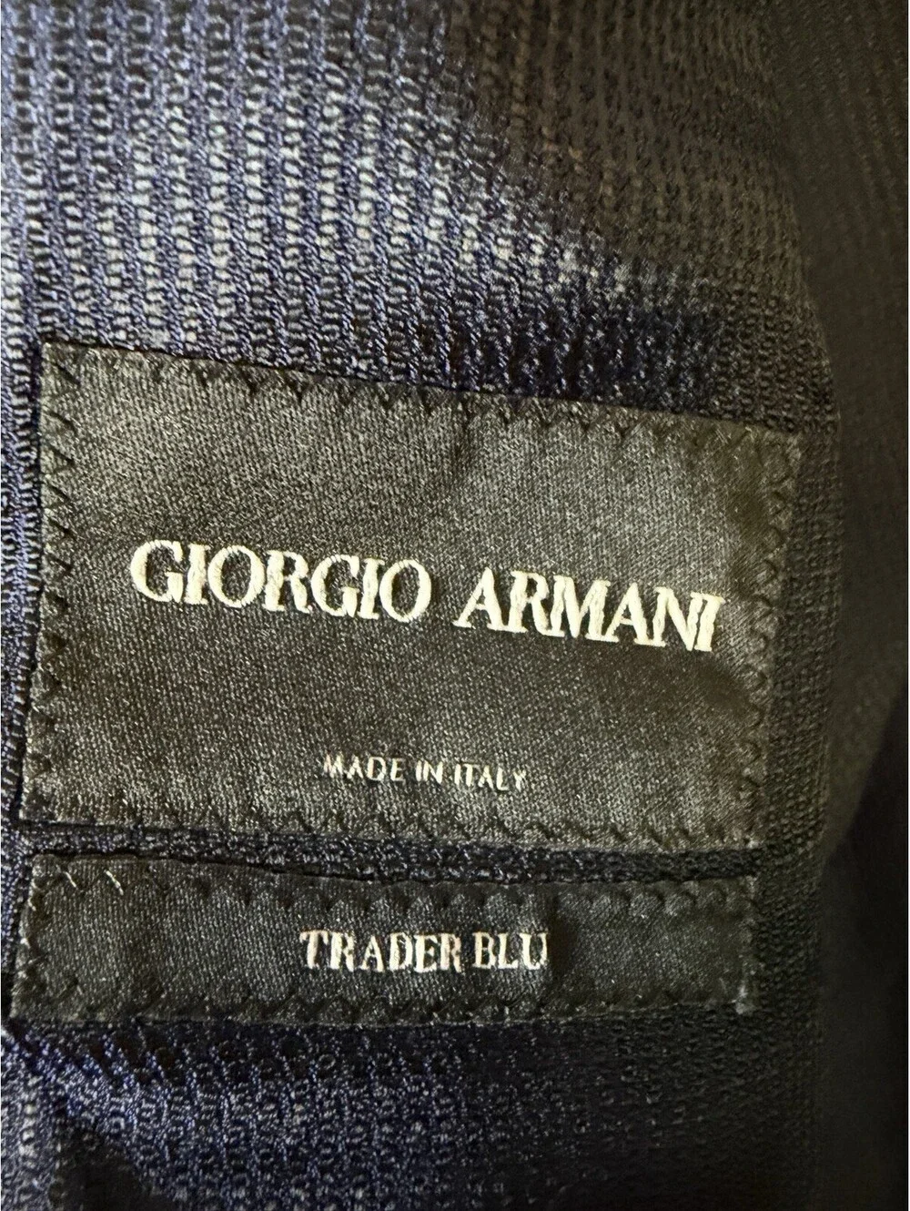 Giorgio Armani Trader Blue Suit Jacket Blazer 44Long Navy Blue Pinstripe Wool